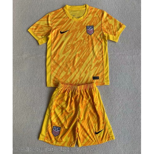 Camisa de time de futebol Estados Unidos Goleiro Replicas 1º Equipamento Infantil Copa America 2024 Manga Curta (+ Calças curtas)